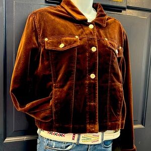Liz Claiborne Brown Cardiroy Jacket, 100% Cotton, Size M, Pockets On The Side